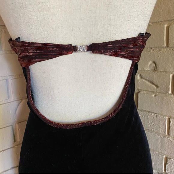 All That Jazz 90s Velvet Cocktail Dress VTG Whimsygoth Vamp Grunge Backless L - Picture 5 of 9